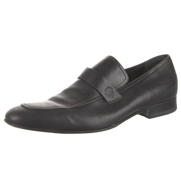 GUCCI Logo Leather Loafers Men's Size 8.5 AUTHENTIC - Picture 1 of 17